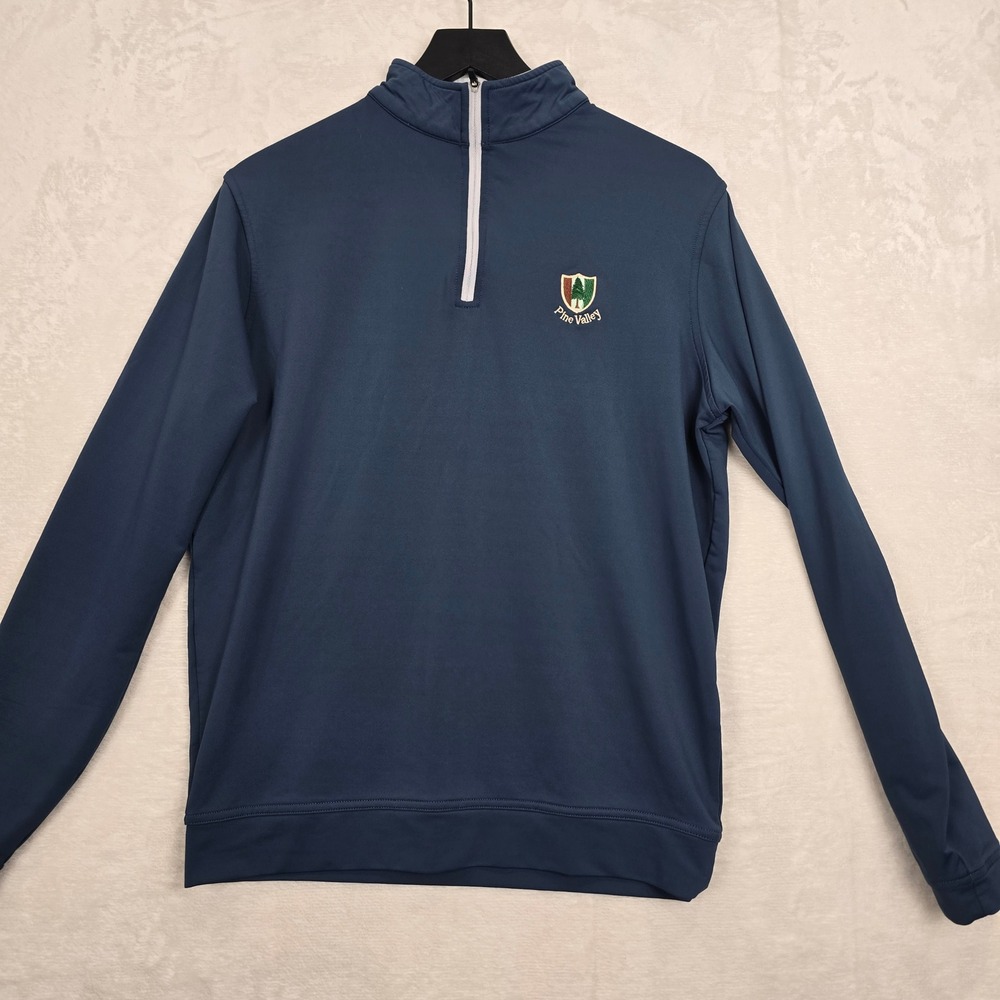 Peter Millar Crown Sport Pine Valley Golf Club Navy Quarter Zip Pullover Mens S